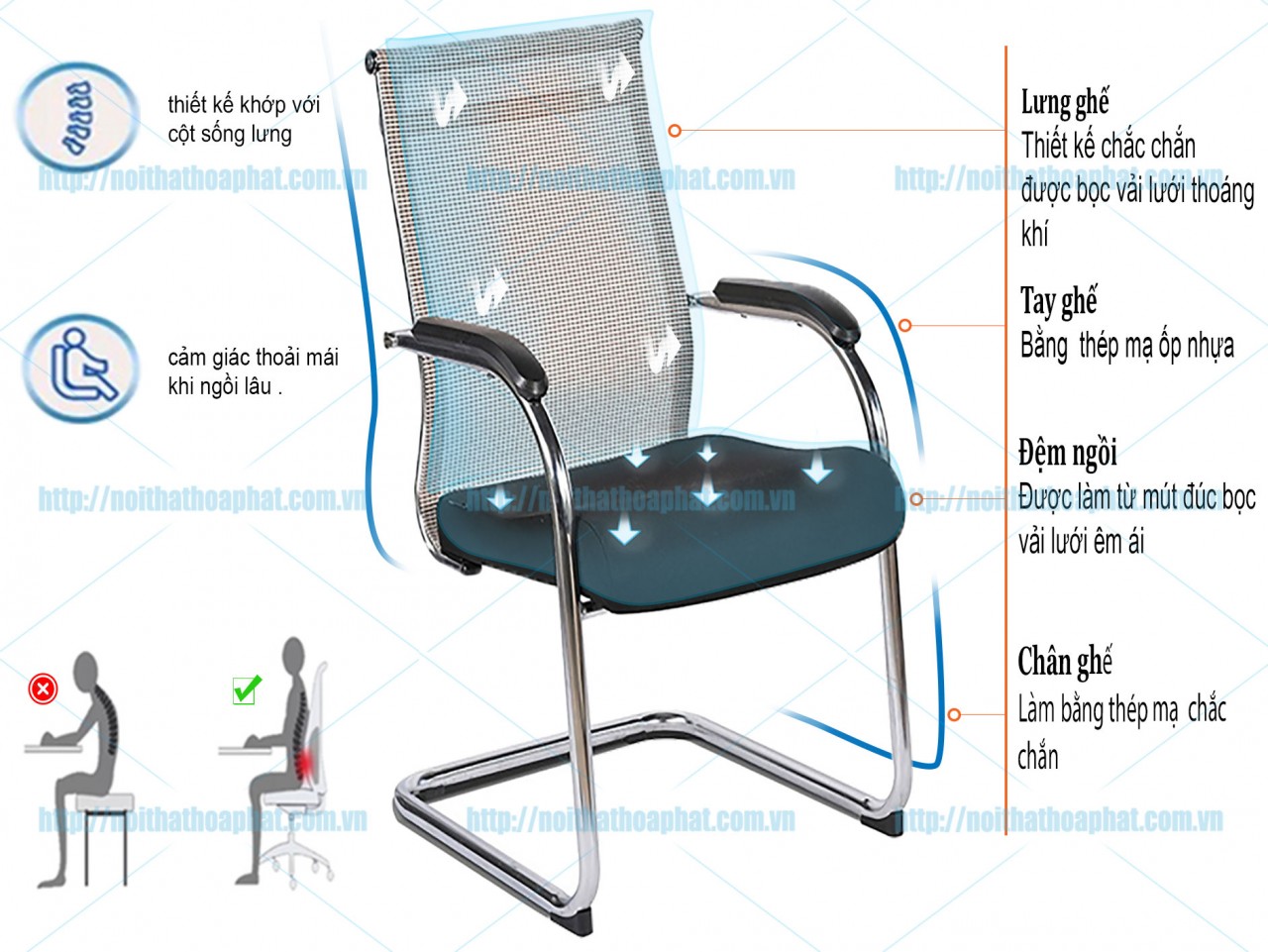 Ghế họp chân quỳ GL410 - ảnh 5