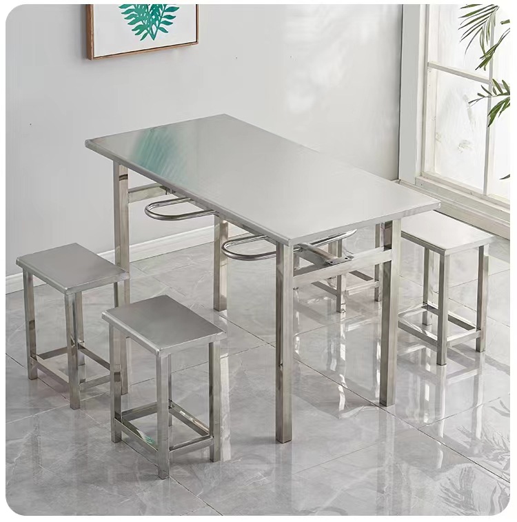 B&agrave;n ăn inox c&oacute; m&oacute;c treo ghế