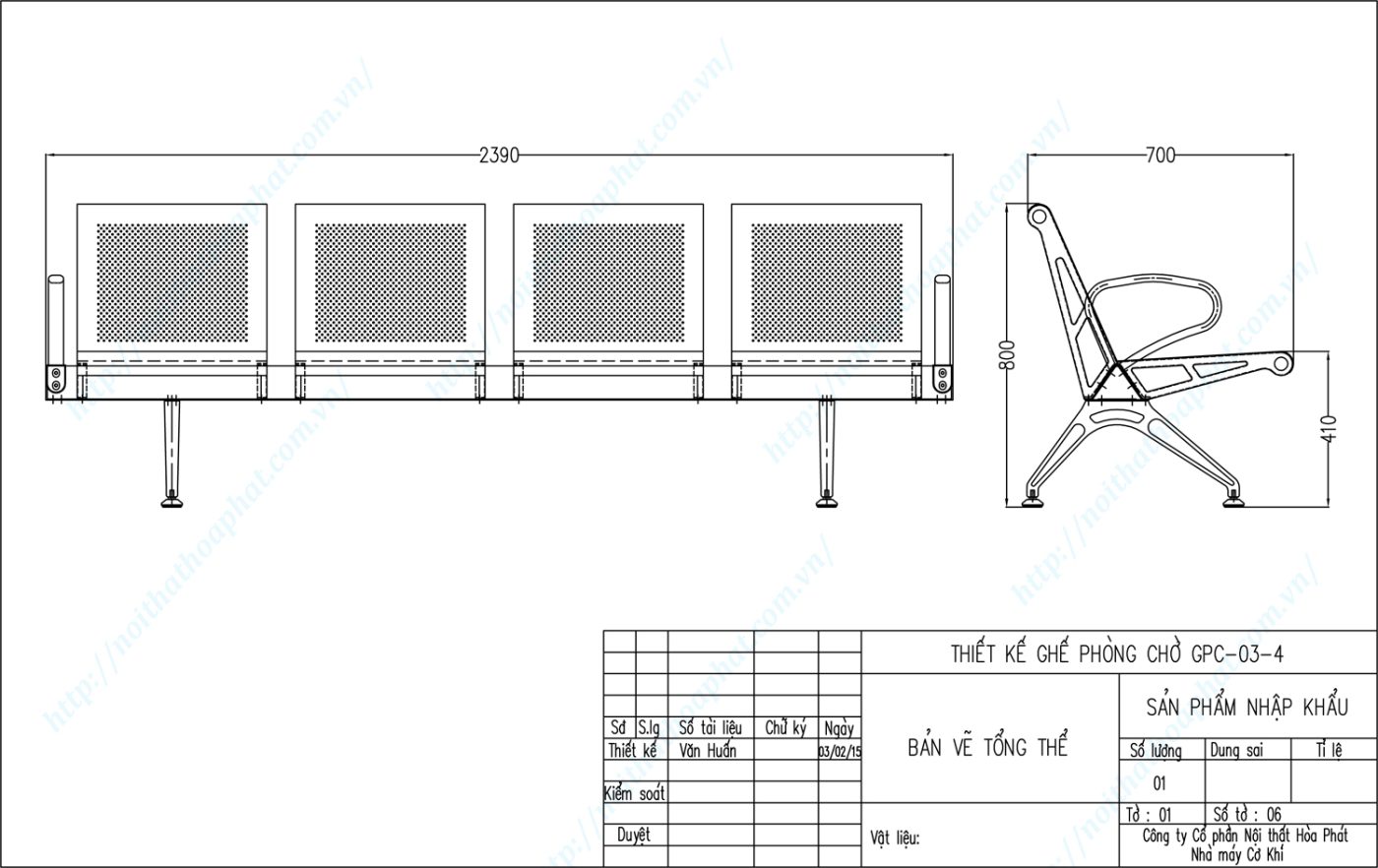 Bản vẽ kỹ thuật ghế phòng chờ 4 chỗ ngồi GPC03-4 Bản vẽ kỹ thuật ghế phòng chờ 4 chỗ ngồi GPC03-4