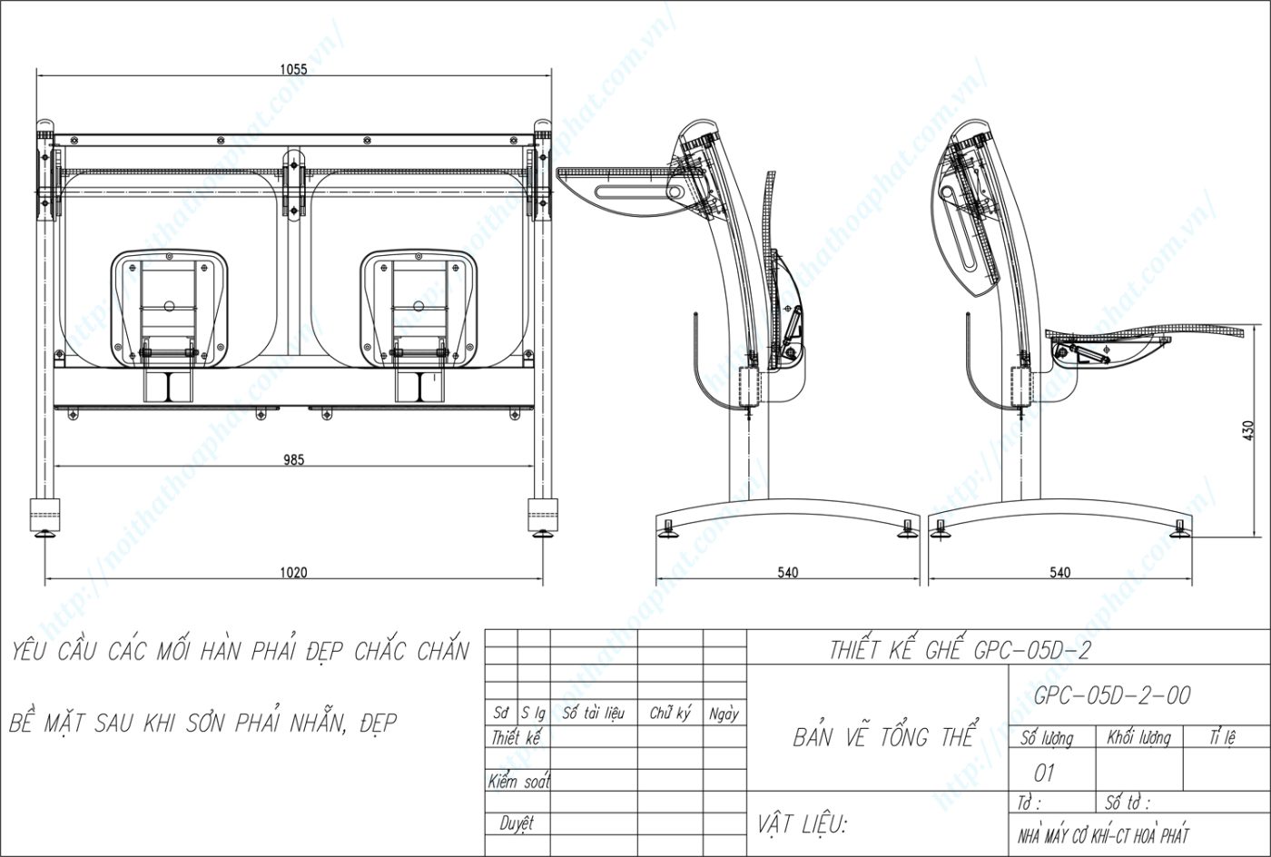 Bản vẽ kỹ thuật ghế phòng chờ GPC05D-2 Bản vẽ kỹ thuật ghế phòng chờ GPC05D-2
