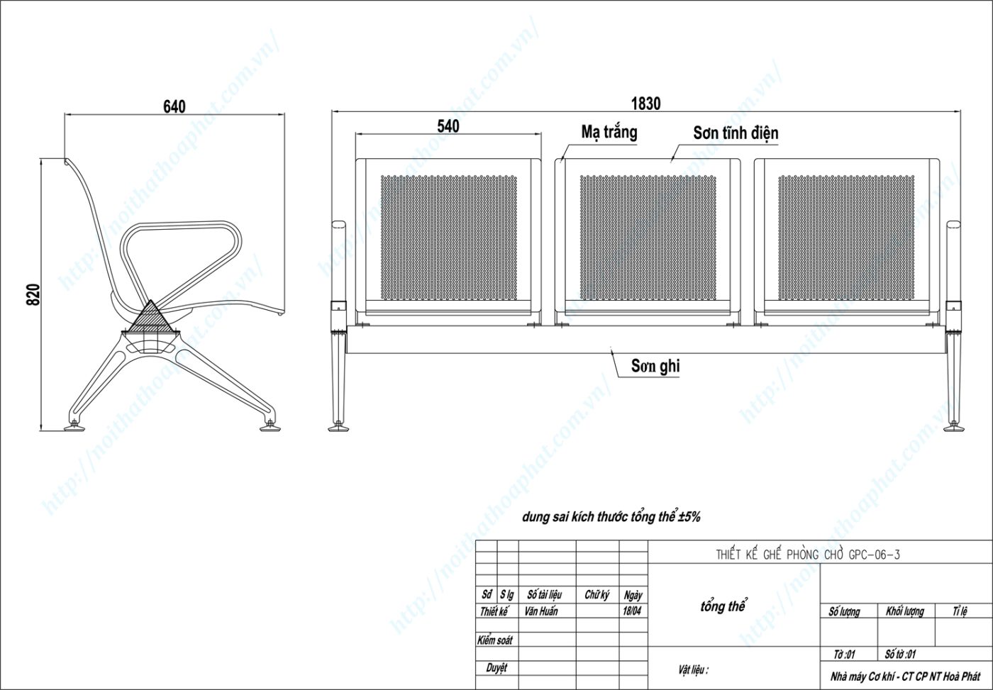 Bản vẽ kỹ thuật ghế phòng chờ 3 chỗ GPC06-3 Bản vẽ kỹ thuật ghế phòng chờ 3 chỗ GPC06-3
