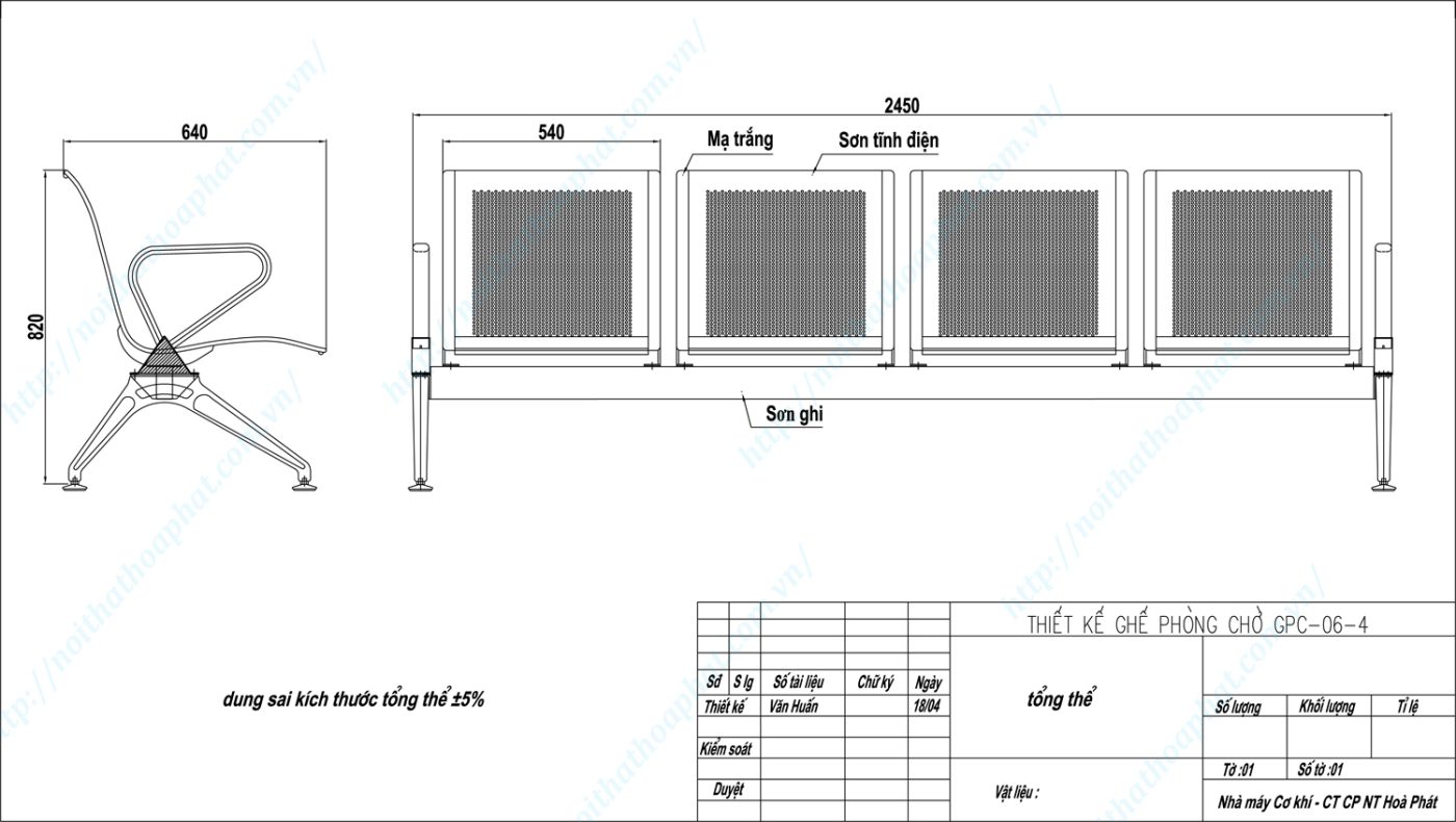 Bản vẽ kỹ thuật ghế phòng chờ 4 chỗ GPC06-4 Bản vẽ kỹ thuật ghế phòng chờ 4 chỗ GPC06-4