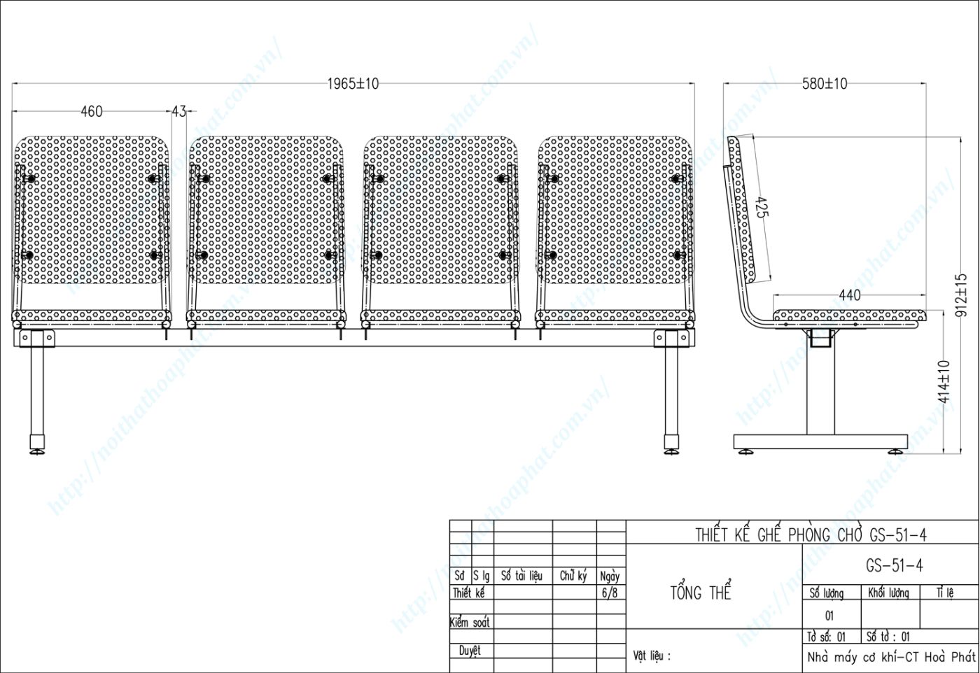 Bản vẽ kỹ thuật ghế phòng chờ PC51-4 Bản vẽ kỹ thuật ghế phòng chờ PC51-4