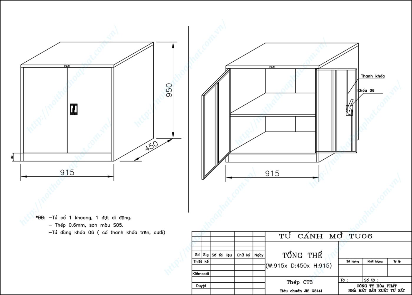 Bản vẽ kỹ thuật thiết kế tủ hồ sơ sắt cánh mở TU06 Bản vẽ kỹ thuật thiết kế tủ hồ sơ sắt cánh mở TU06