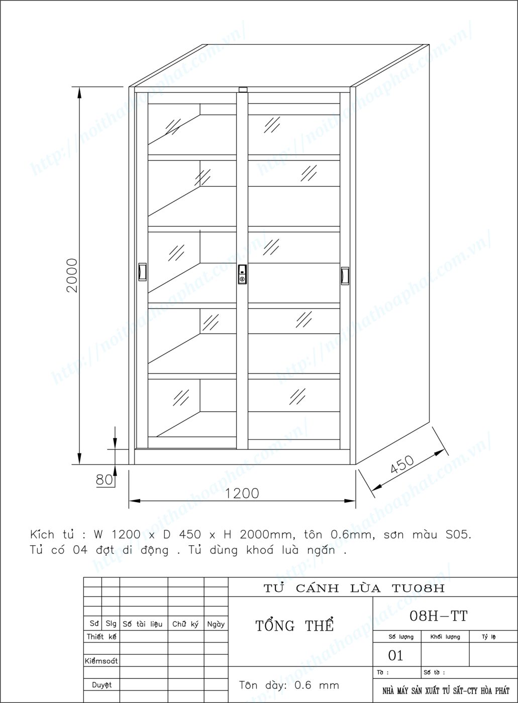 Bản vẽ kỹ thuật thiết kế tủ hồ sơ cánh kính lùa TU08H Bản vẽ kỹ thuật thiết kế tủ hồ sơ cánh kính lùa TU08H