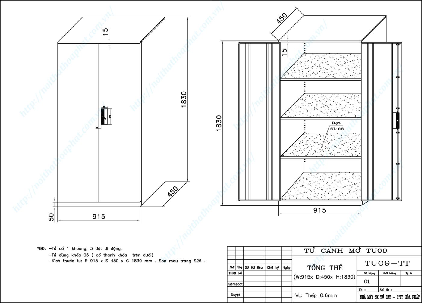 Bản vẽ kỹ thuật thiết kế tủ hồ sơ sắt TU09 Bản vẽ kỹ thuật thiết kế tủ hồ sơ sắt TU09