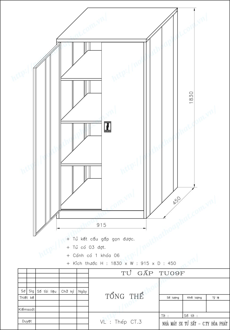 Bản vẽ kỹ thuật thiết kế tủ sắt gấp gọn TU09F Bản vẽ kỹ thuật thiết kế tủ sắt gấp gọn TU09F