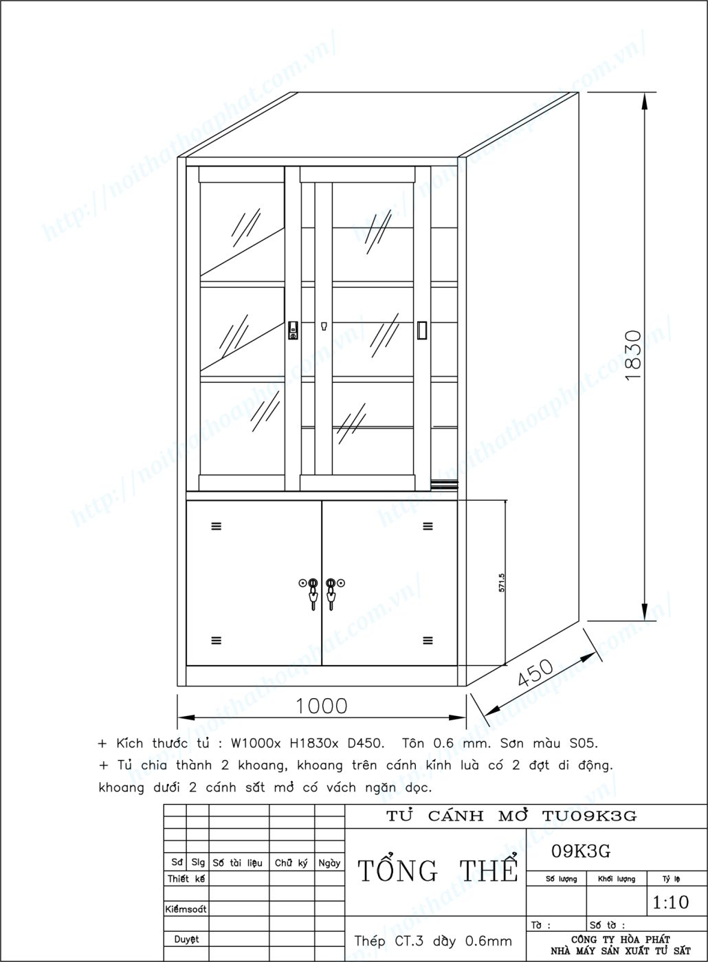Bản vẽ kỹ thuật thiết kế tủ hồ sơ sắt cánh kính lùa TU09K3G Bản vẽ kỹ thuật thiết kế tủ hồ sơ sắt cánh kính lùa TU09K3G