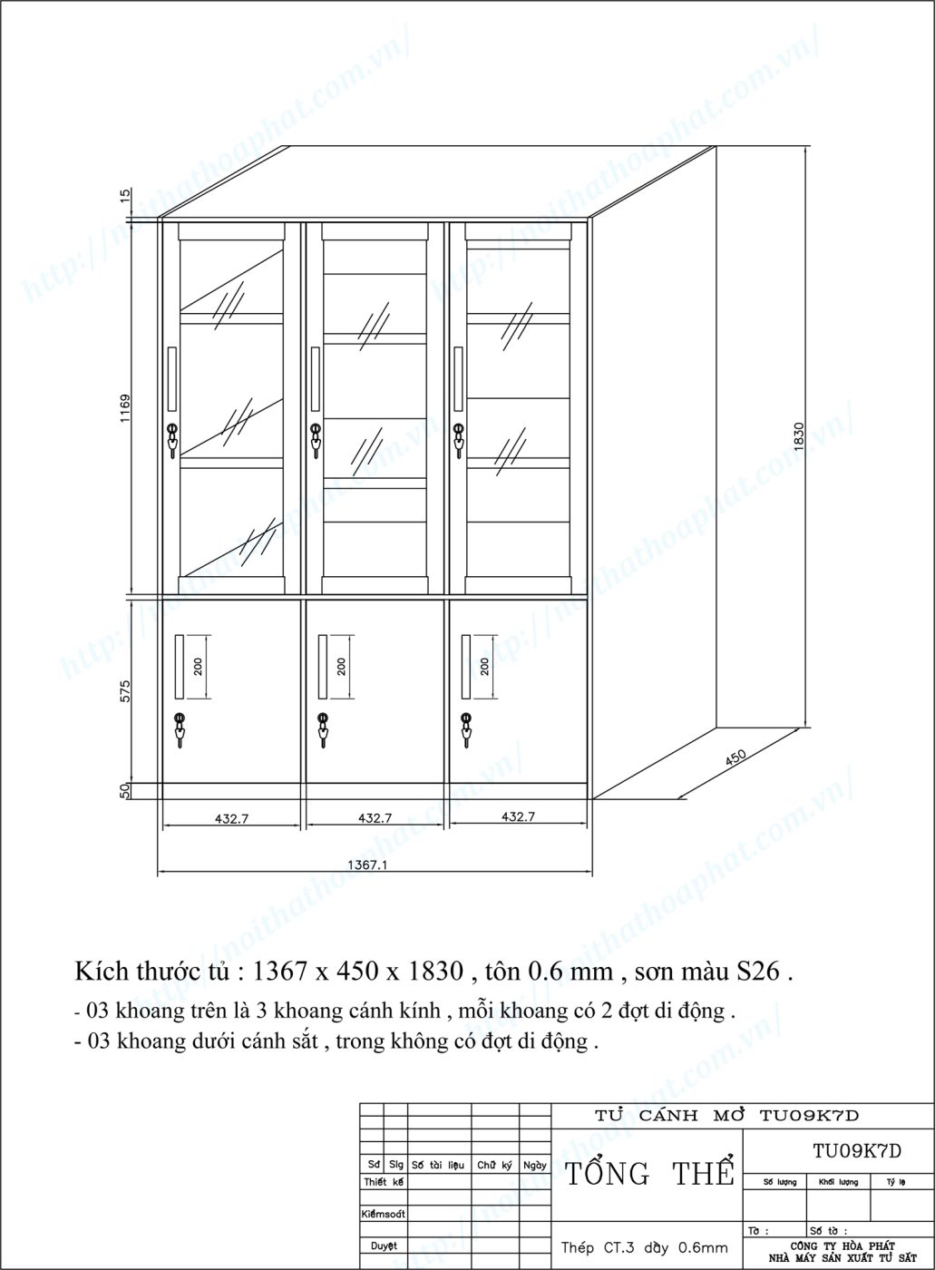 Bản vẽ kỹ thuật thiết kế tủ tài liệu sắt TU09K7D Bản vẽ kỹ thuật thiết kế tủ tài liệu sắt TU09K7D