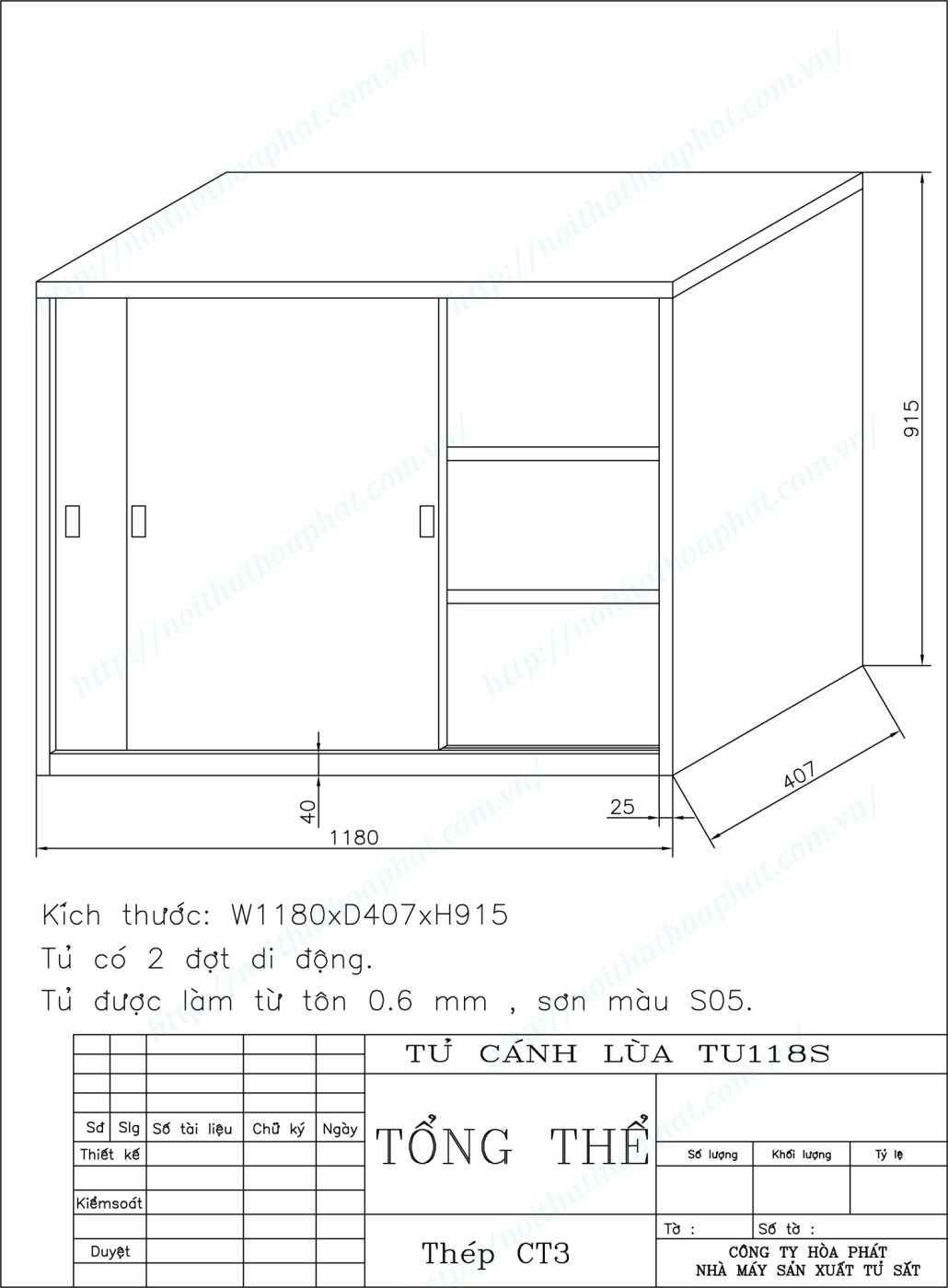 Bản vẽ kỹ thuật thiết kế tủ gh&eacute;p để t&agrave;i liệu TU118S