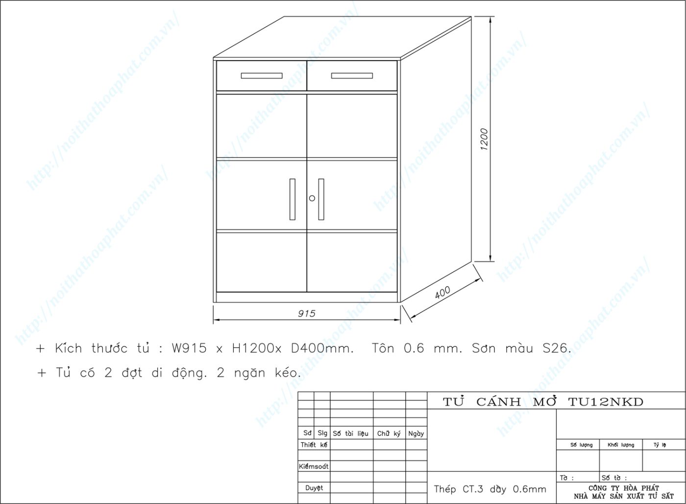 Bản vẽ kỹ thuật thiết kế tủ sắt sơn tĩnh điện TU12NKD Bản vẽ kỹ thuật thiết kế tủ sắt sơn tĩnh điện TU12NKD