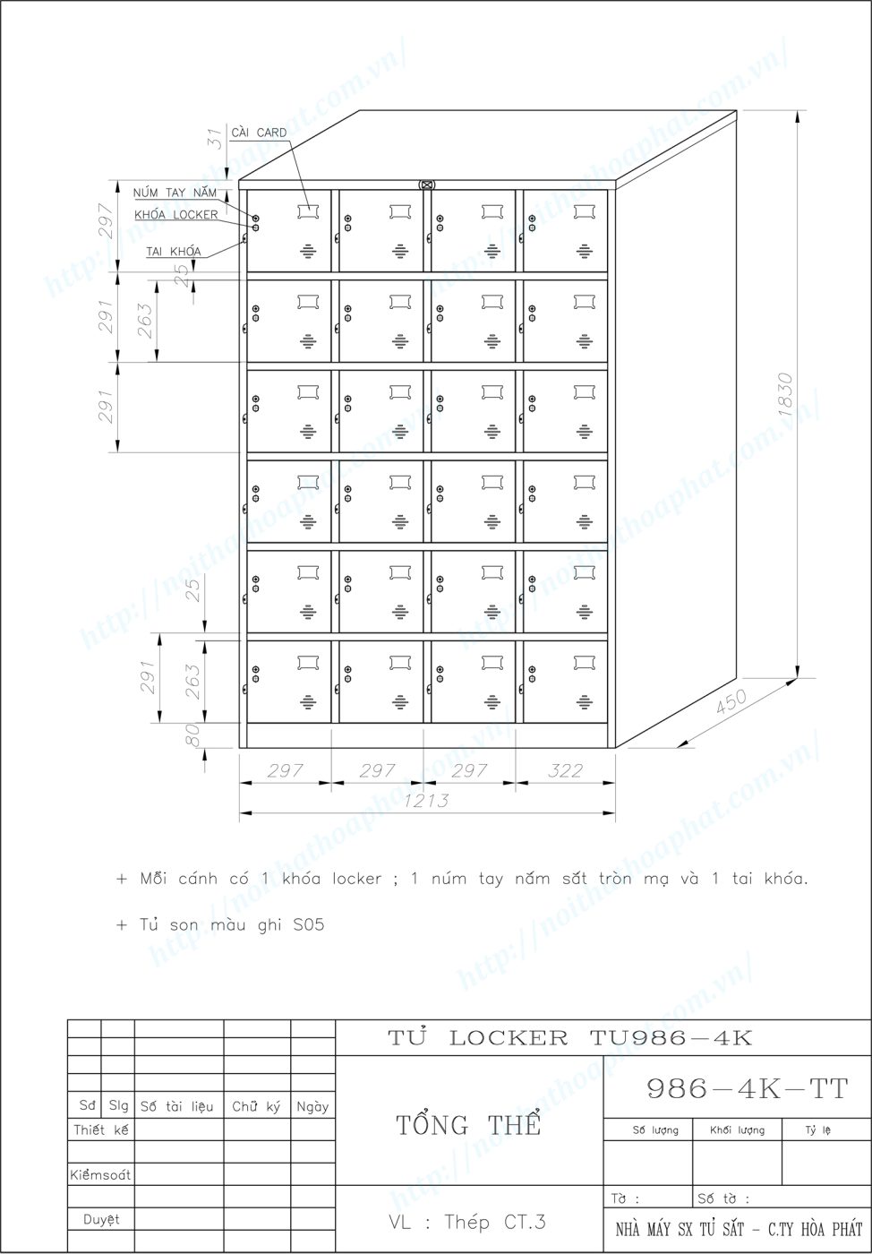 Bản vẽ kỹ thuật tủ locker 24 ngăn TU986-4K Bản vẽ kỹ thuật tủ locker 24 ngăn TU986-4K