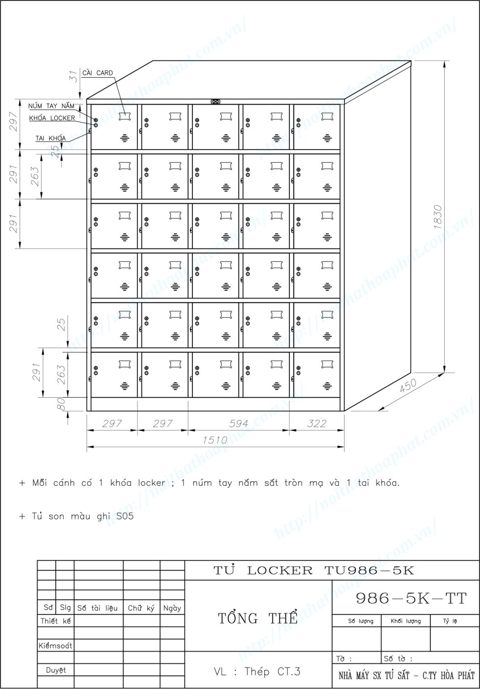 Bản vẽ kỹ thuật tủ locker 30 ngăn TU986-5K Bản vẽ kỹ thuật tủ locker 30 ngăn TU986-5K