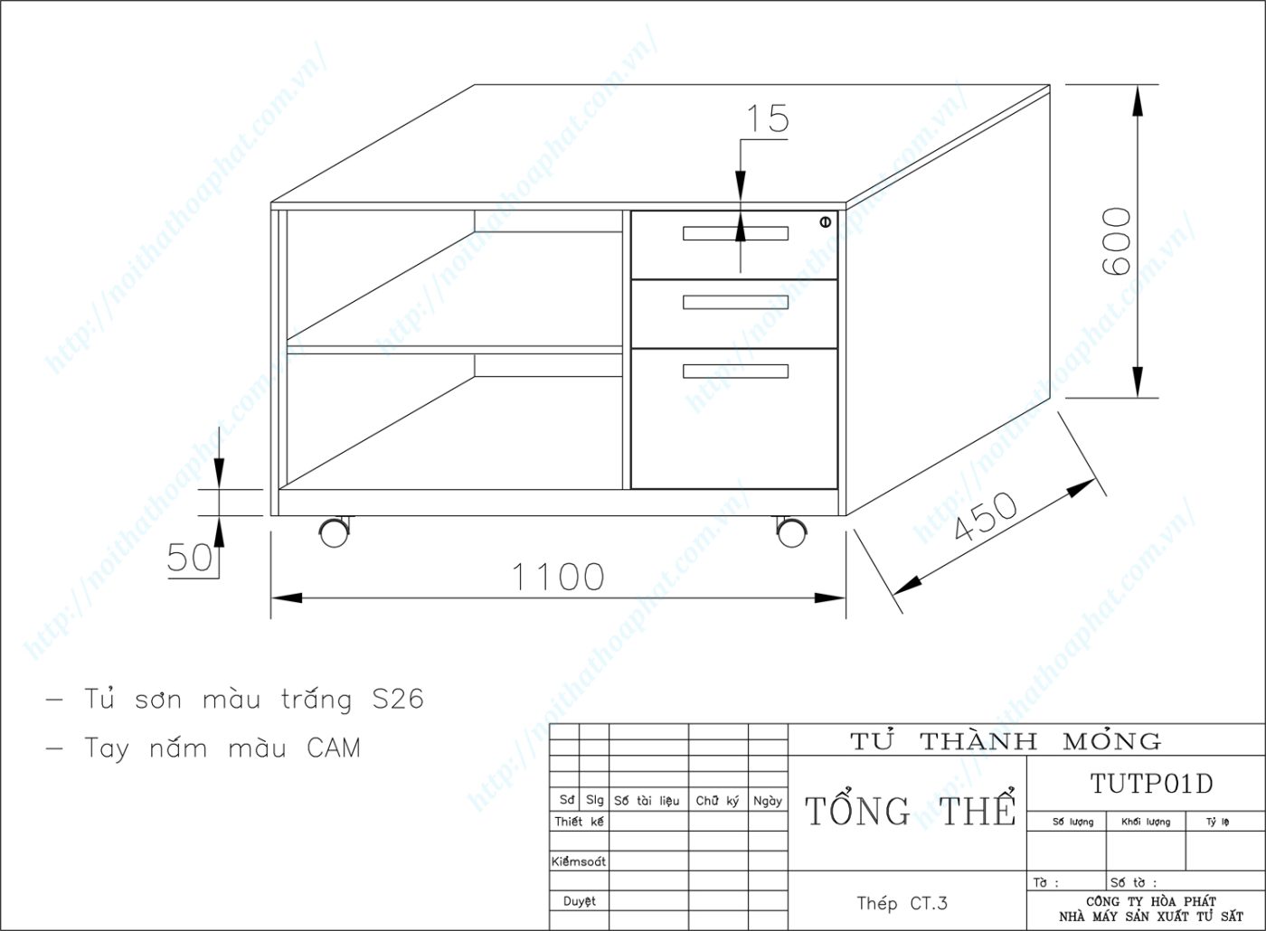 Bản vẽ kỹ thuật thiết kế tủ phụ th&eacute;p TUTP01D