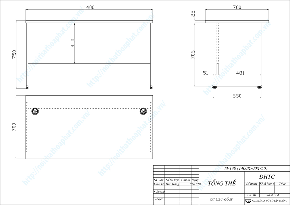 Bản vẽ thiết kế bàn làm việc 1m4 SV140 Bản vẽ thiết kế bàn làm việc 1m4 SV140