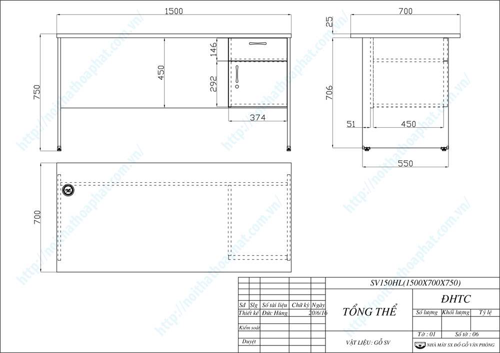 Bản vẽ thiết kế bàn văn phòng 1m5 SV150HL Bản vẽ thiết kế bàn văn phòng 1m5 SV150HL
