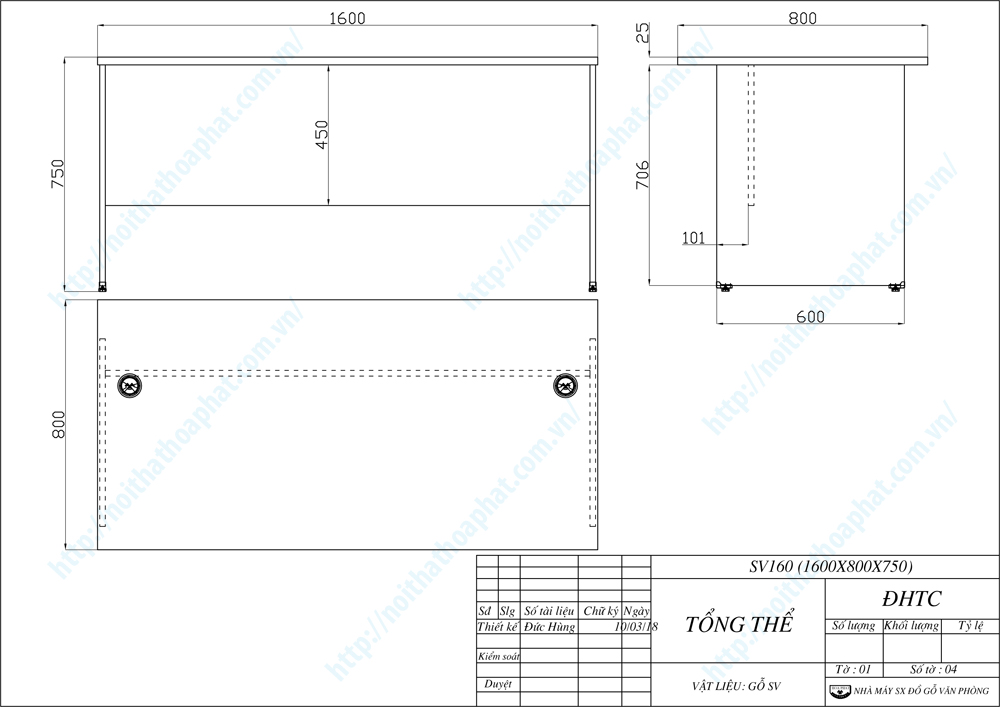 Bản vẽ thiết kế bàn làm việc 1m6 SV160 Bản vẽ thiết kế bàn làm việc 1m6 SV160