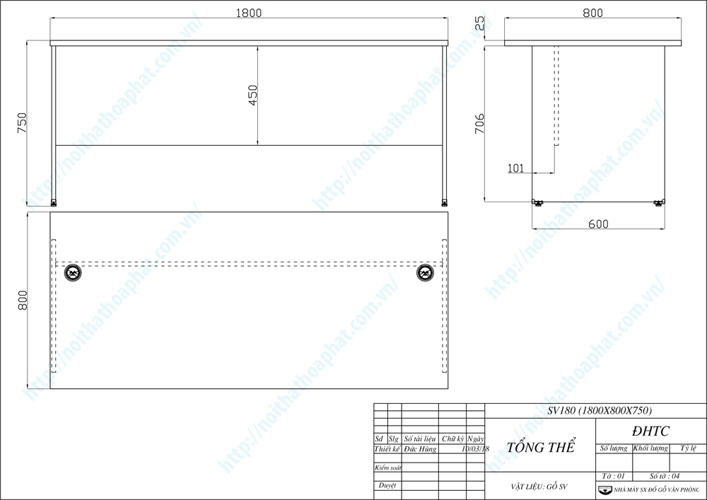 Bản vẽ thiết kế bàn văn phòng 1m8 SV180 Bản vẽ thiết kế bàn văn phòng 1m8 SV180