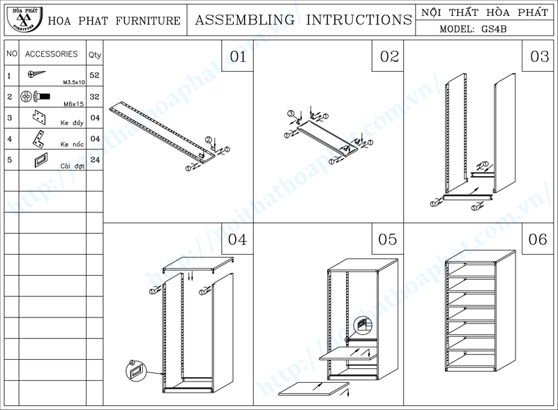 Hướng dẫn lắp đặt gi&aacute; thư viện 1 mặt 7 tầng h&ograve;a ph&aacute;t GS4B