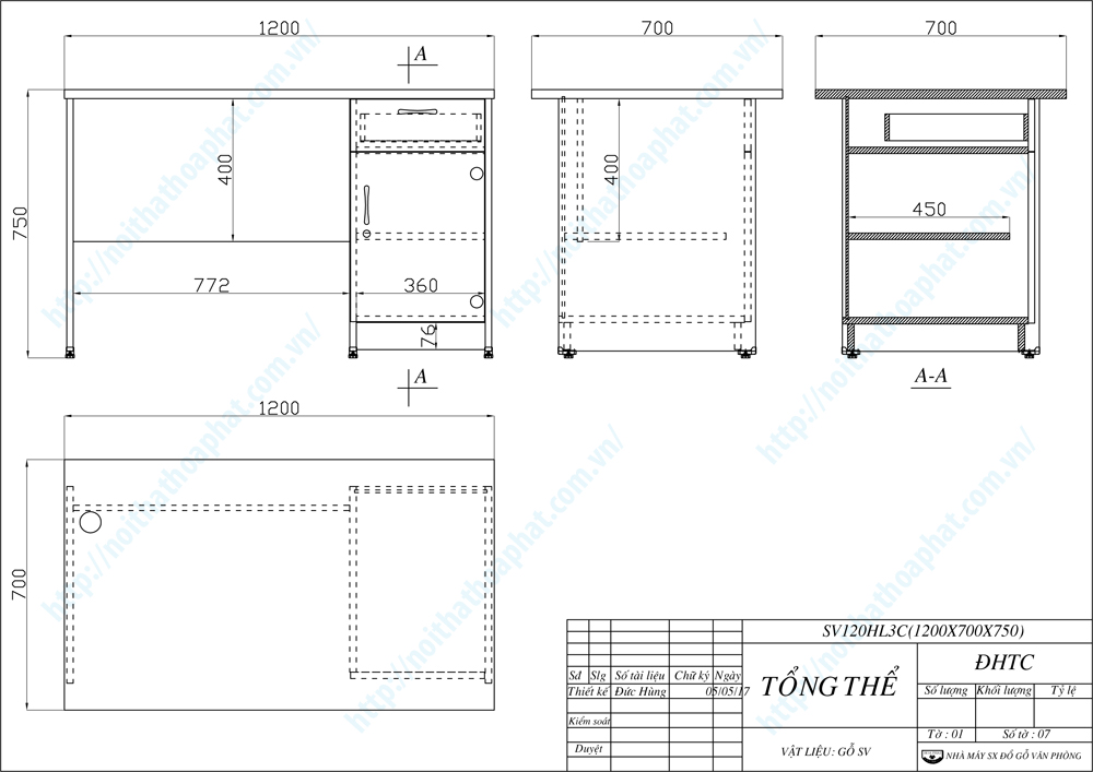 Bản vẽ thiết kế bàn nhân viên văn phòng SV120HL3C Bản vẽ thiết kế bàn nhân viên văn phòng SV120HL3C