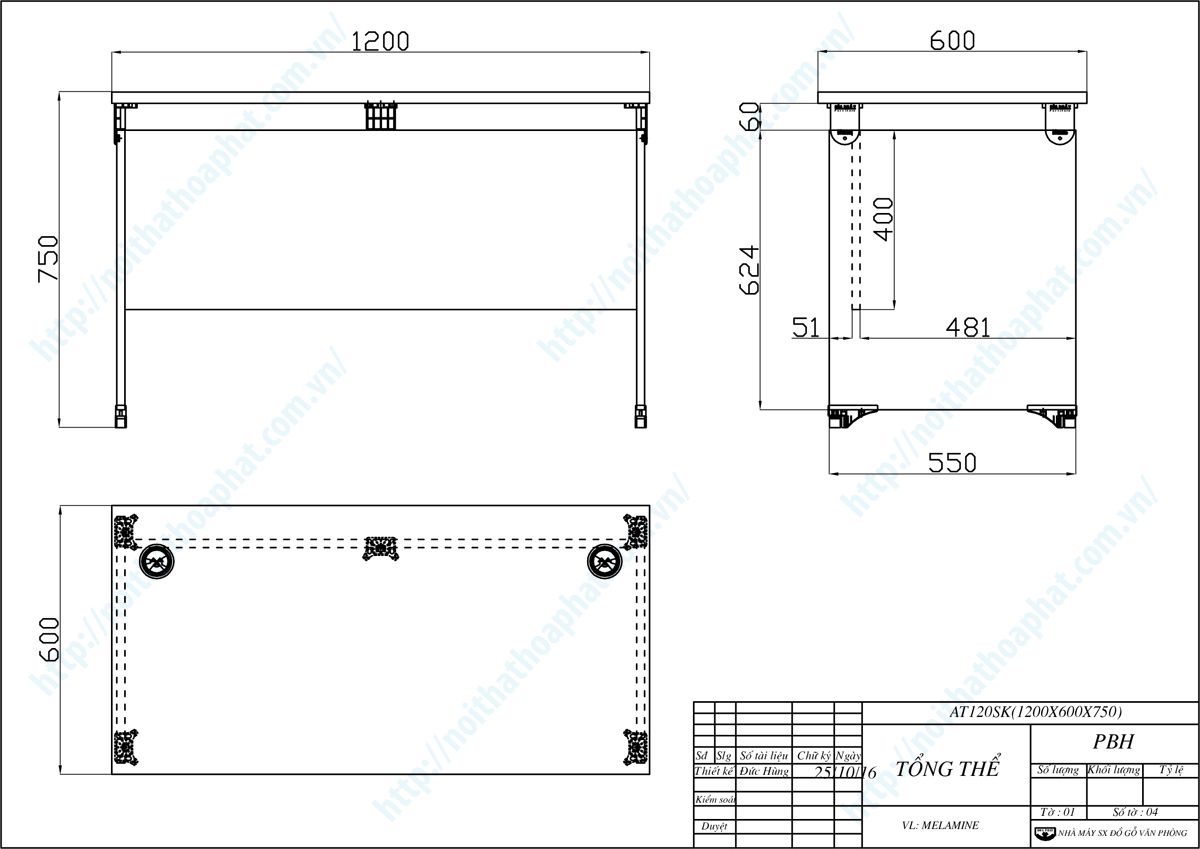Bản vẽ thiết kế tổng thể bàn văn phòng 1m2 AT120SK Bản vẽ thiết kế tổng thể bàn văn phòng 1m2 AT120SK