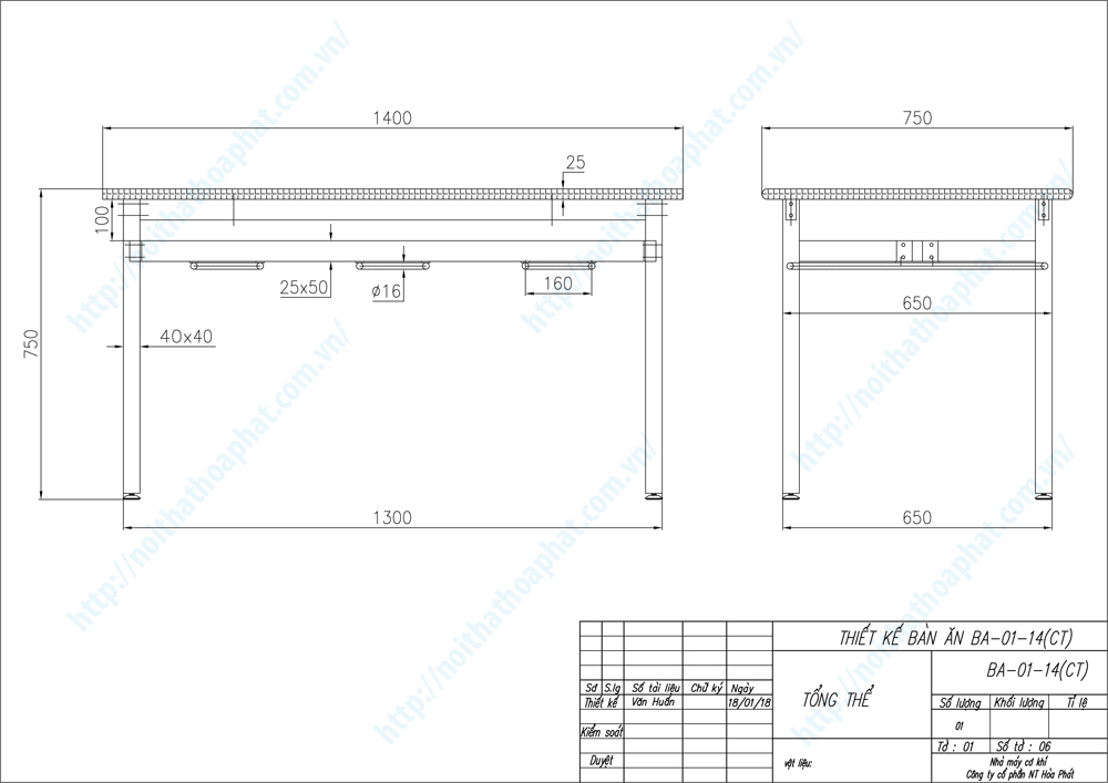 Bản vẽ thiết kế tổng thể bàn ăn công nghiệp 1m4 BA01-14 Bản vẽ thiết kế tổng thể bàn ăn công nghiệp 1m4 BA01-14