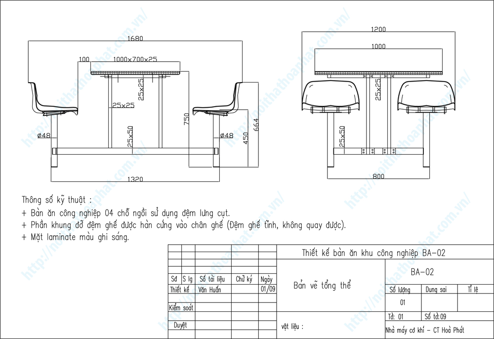 Bản vẽ thiết kế tổng thể bàn ghế ăn 4 chỗ ngồi BA02 Bản vẽ thiết kế tổng thể bàn ghế ăn 4 chỗ ngồi BA02