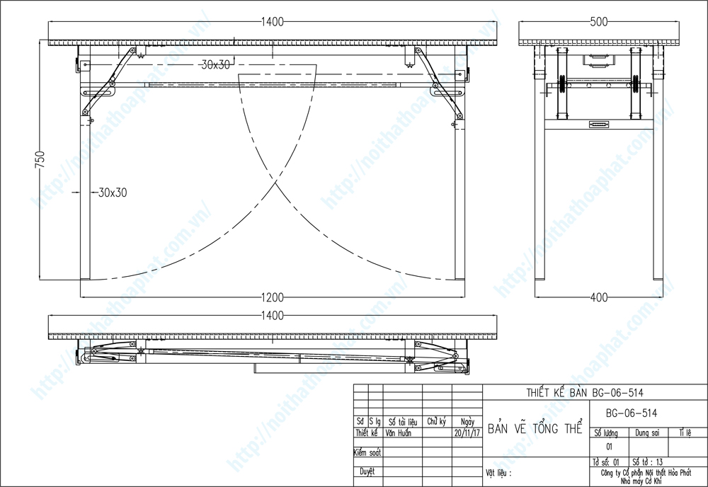 Bản vẽ thiết kế tổng thể b&agrave;n gấp ch&acirc;n sắt 1m4 BG06-514