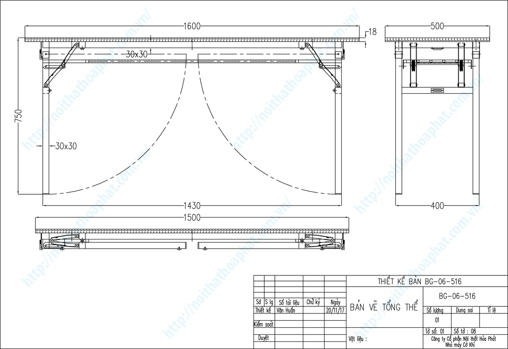 Bản vẽ thiết kế tổng thể bàn ăn chân sắt gấp gọn 1m6 BG06-516 Bản vẽ thiết kế tổng thể bàn ăn chân sắt gấp gọn 1m6 BG06-516