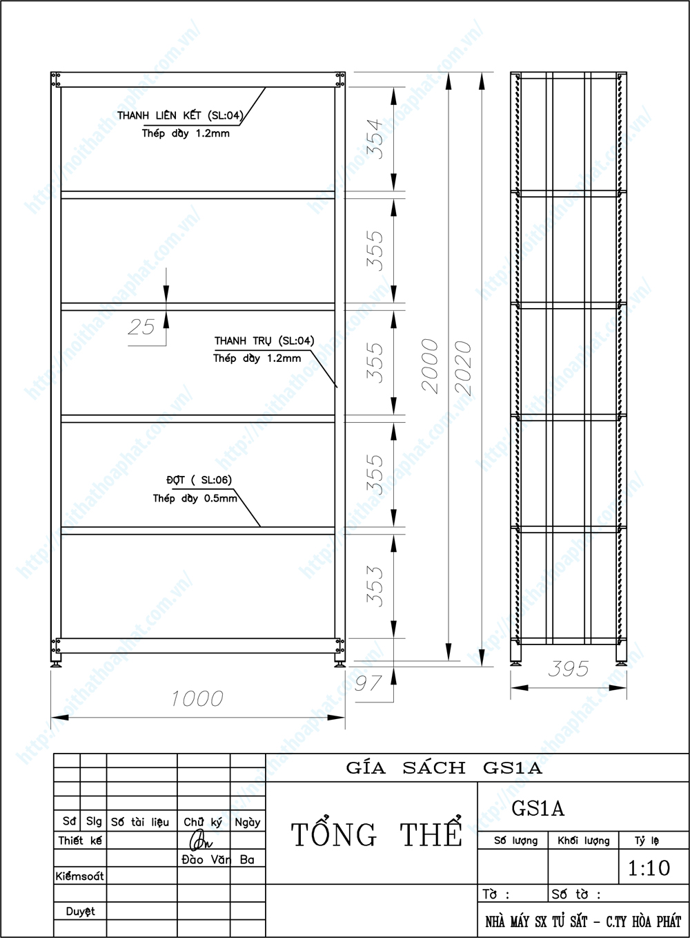 Bản vẽ thiết kế tổng thể kệ sắt 5 tầng GS1A Bản vẽ thiết kế tổng thể kệ sắt 5 tầng GS1A