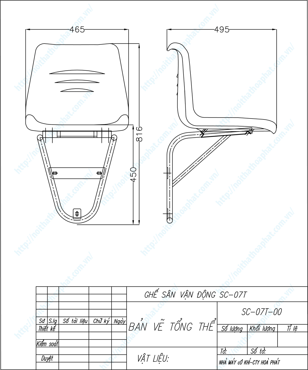 Bản vẽ thiết kế tổng thể ghế sân vận động SC07T Bản vẽ thiết kế tổng thể ghế sân vận động SC07T