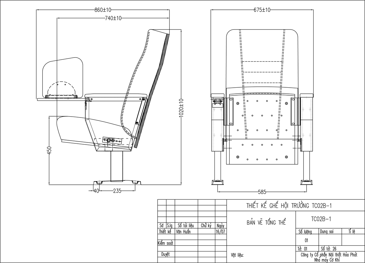 Bản vẽ thiết kế tổng thế ghế hội trường cao cấp TC02B