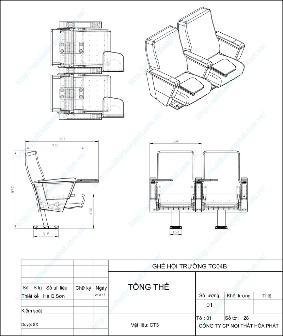 Bản vẽ thiết kế tổng thể ghế hội trường TC04B