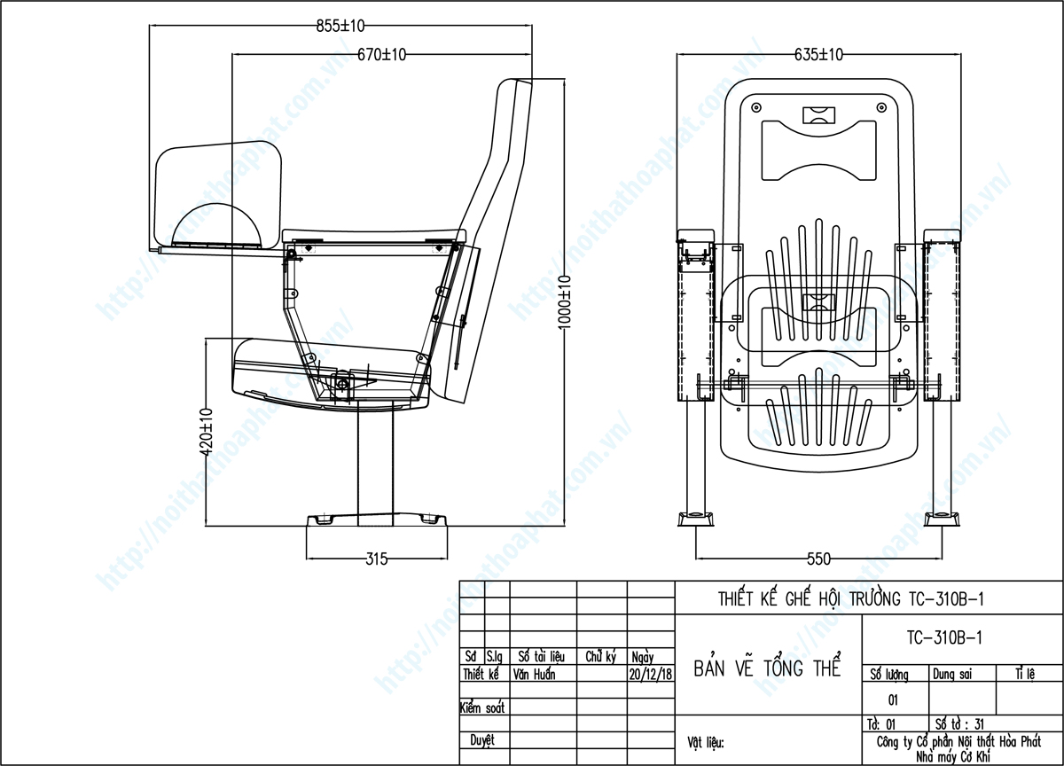 Bản vẽ thiết kế tổng thể ghế hội trường khung thép TC310B Bản vẽ thiết kế tổng thể ghế hội trường khung thép TC310B