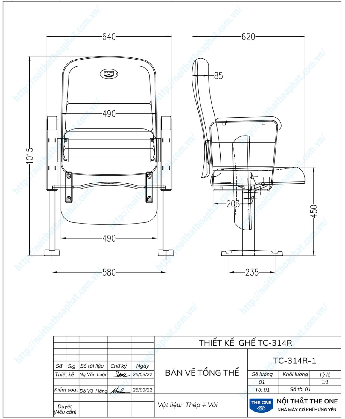 Bản vẽ thiết kế tổng thể ghế hội trường TC314