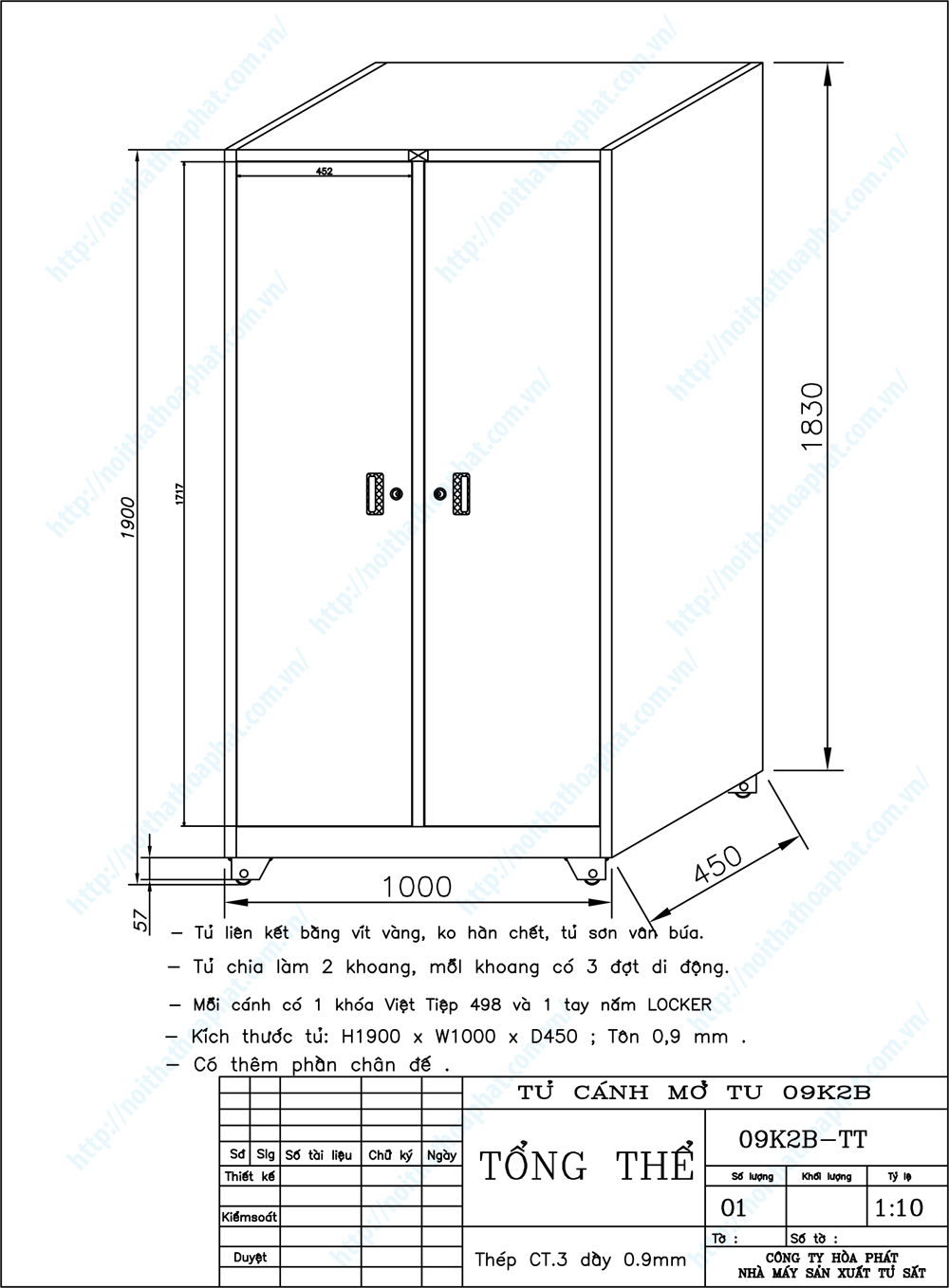 Bản vẽ thiết kế tổng thể tủ sắt TU09K2B Bản vẽ thiết kế tổng thể tủ sắt TU09K2B