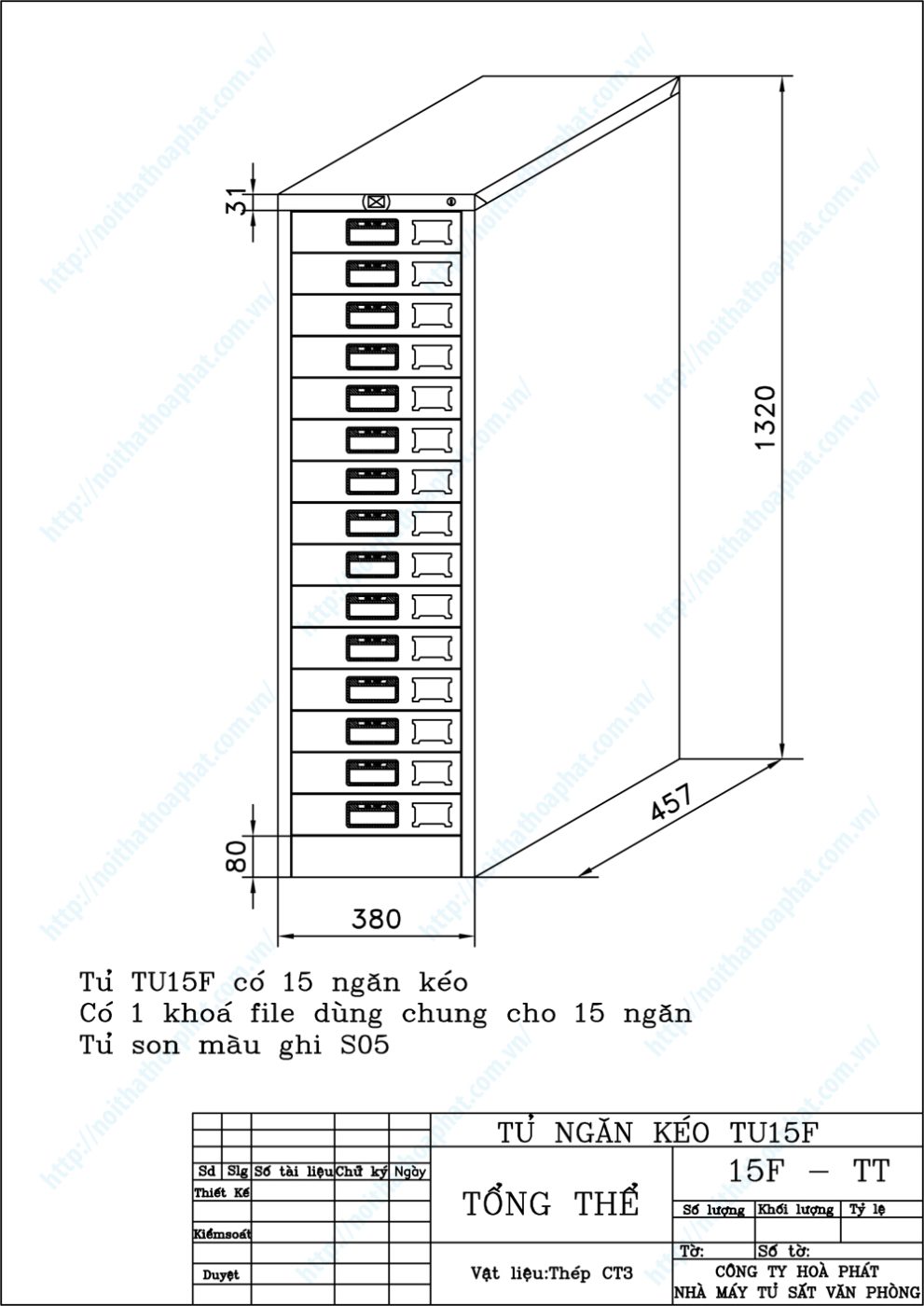 Bản vẽ thiết kế tổng thể tủ file tài liệu TU15F Bản vẽ thiết kế tổng thể tủ file tài liệu TU15F