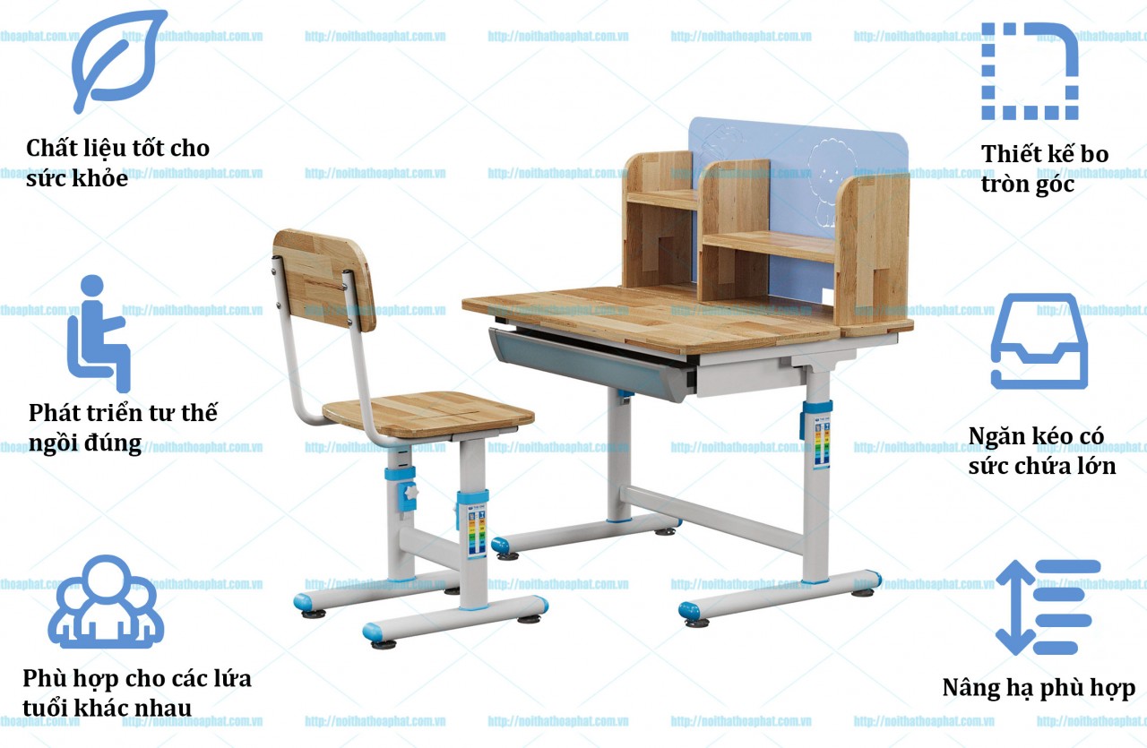Bộ bàn học sinh bằng gỗ BHS31-4 - ảnh 3