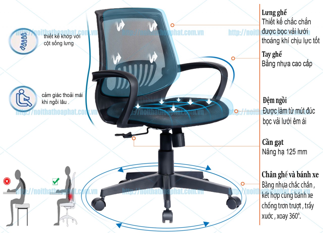 Ghế xoay lưới Hòa Phát GL110N - ảnh 5