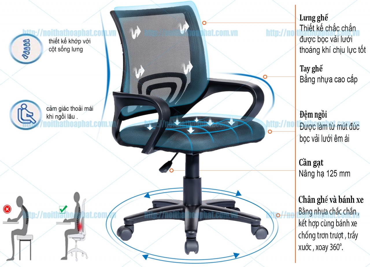 Ghế lưới khung nhựa GL113R - ảnh 5