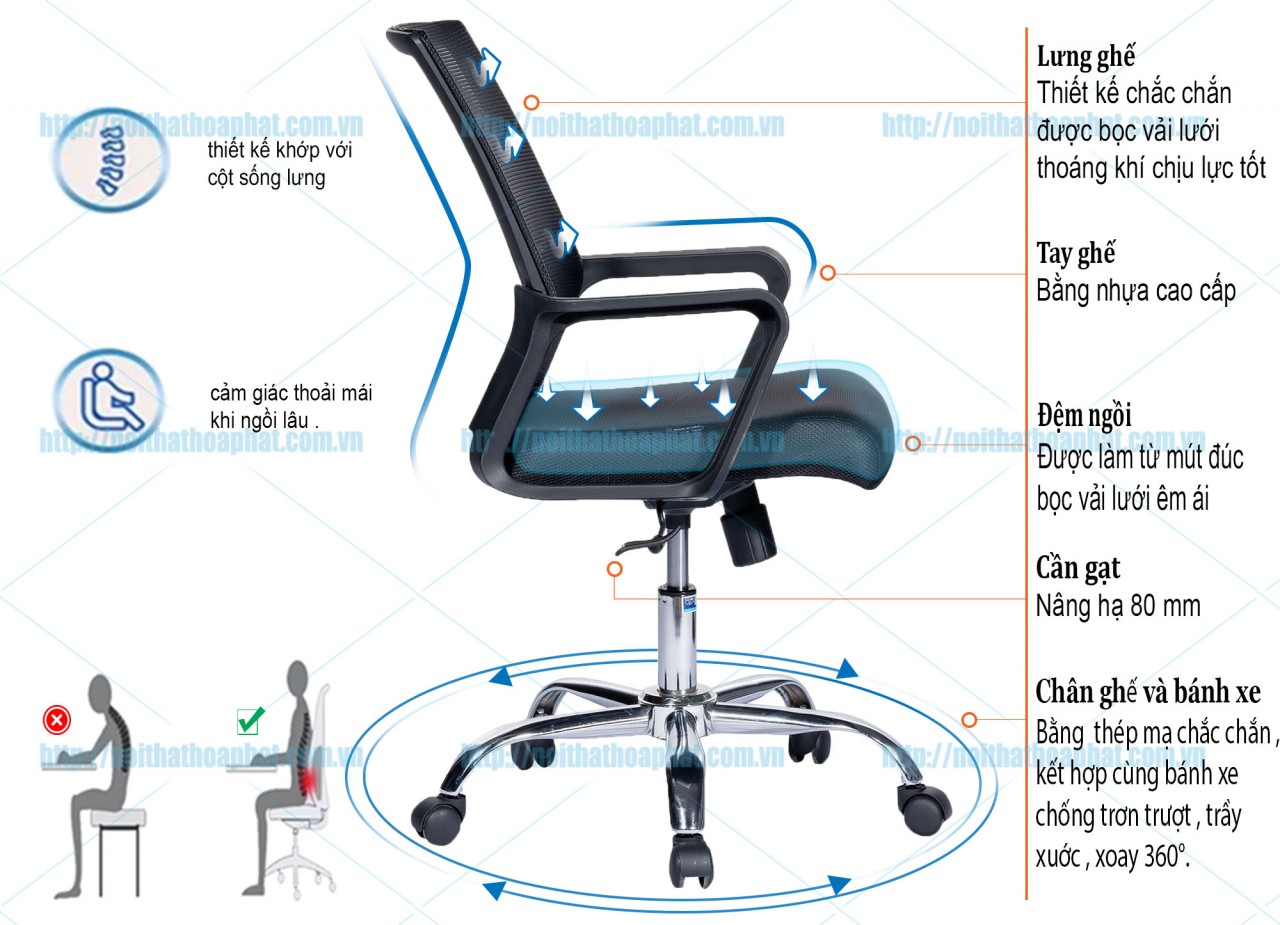 Ghế lưới văn phòng GL119R - ảnh 5