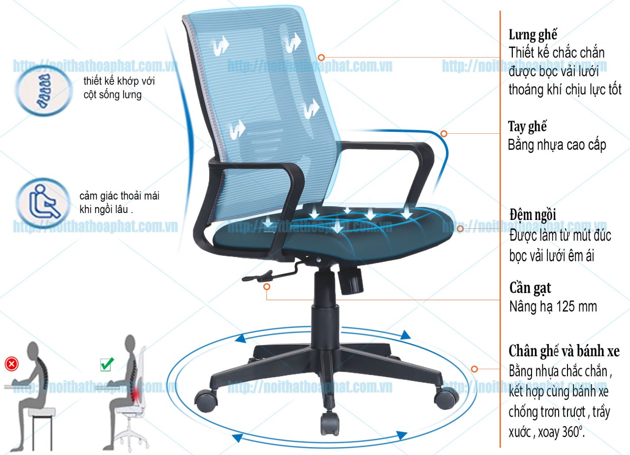 Ghế lưới nhân viên GL123 - ảnh 5