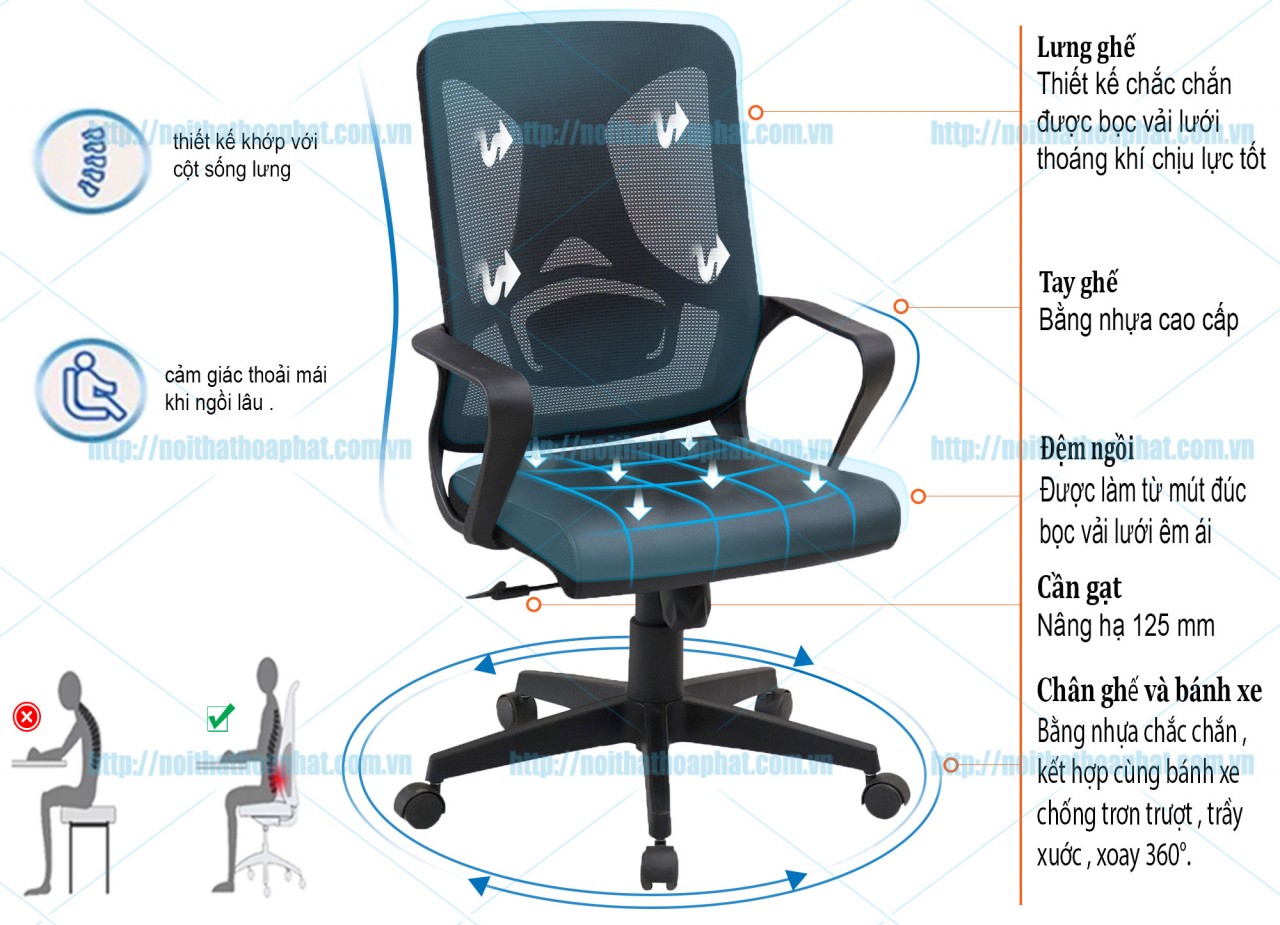 Ghế văn phòng lưng lưới GL125 - ảnh 5