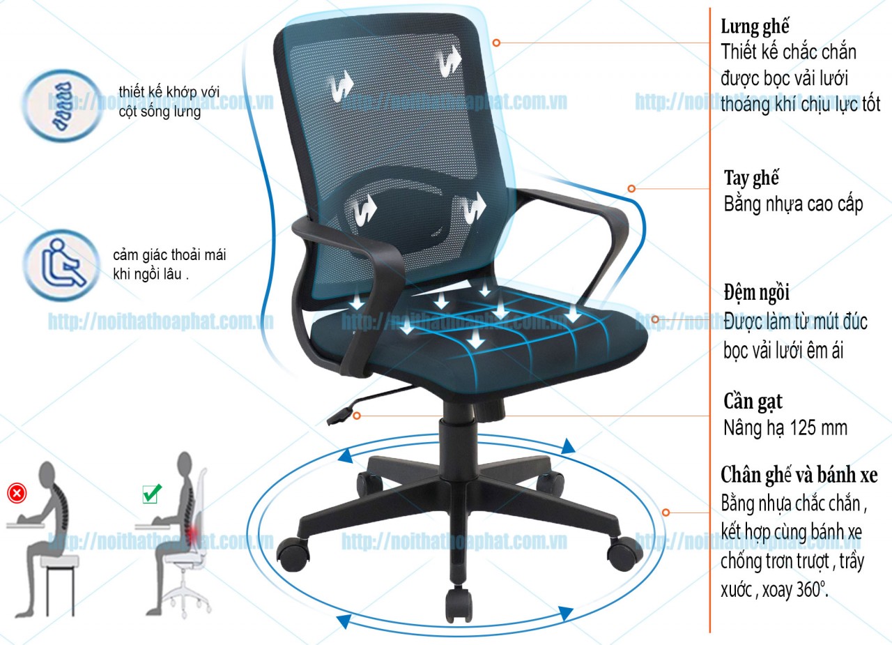 Ghế làm việc lưng lưới GL126 - ảnh 4