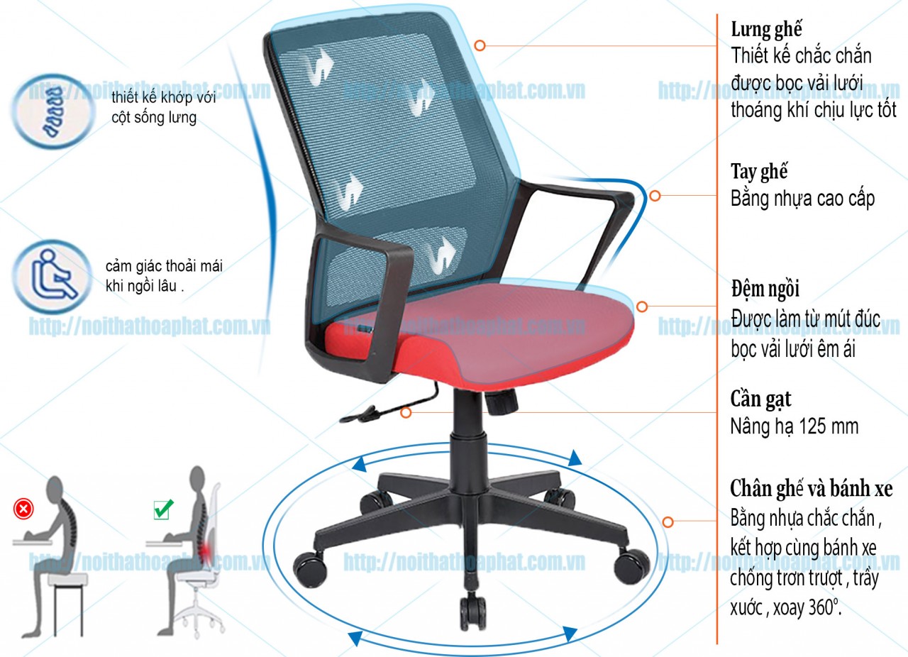 Ghế xoay lưới văn phòng GL208 - ảnh 4