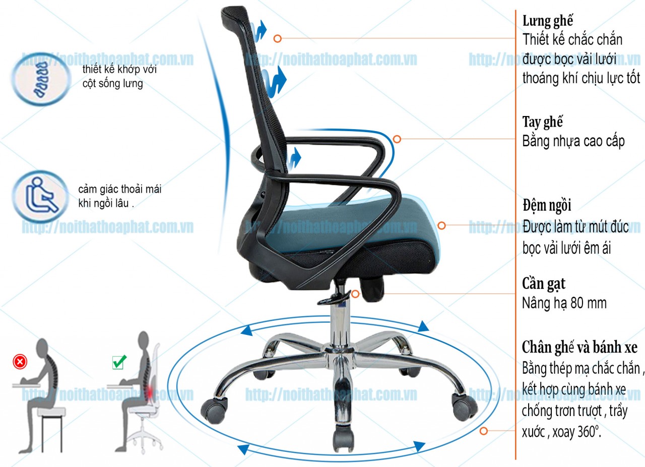 Ghế lưới nhân viên cỡ lớn GL217 - ảnh 5