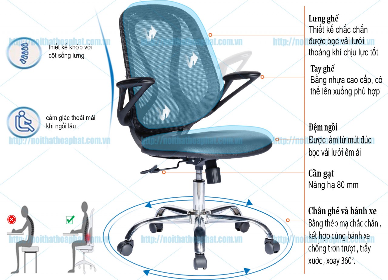 Ghế lưới lưng trung GL218 - ảnh 5