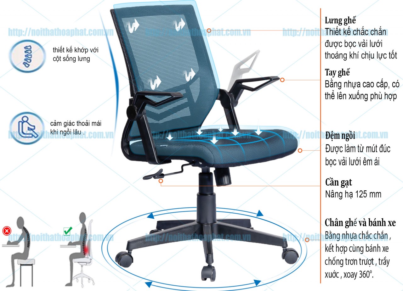 Ghế lưới nhân viên GL219 - ảnh 5