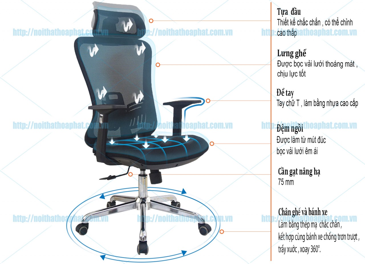 Ghế văn phòng lưới thoáng khí GL302 - ảnh 5