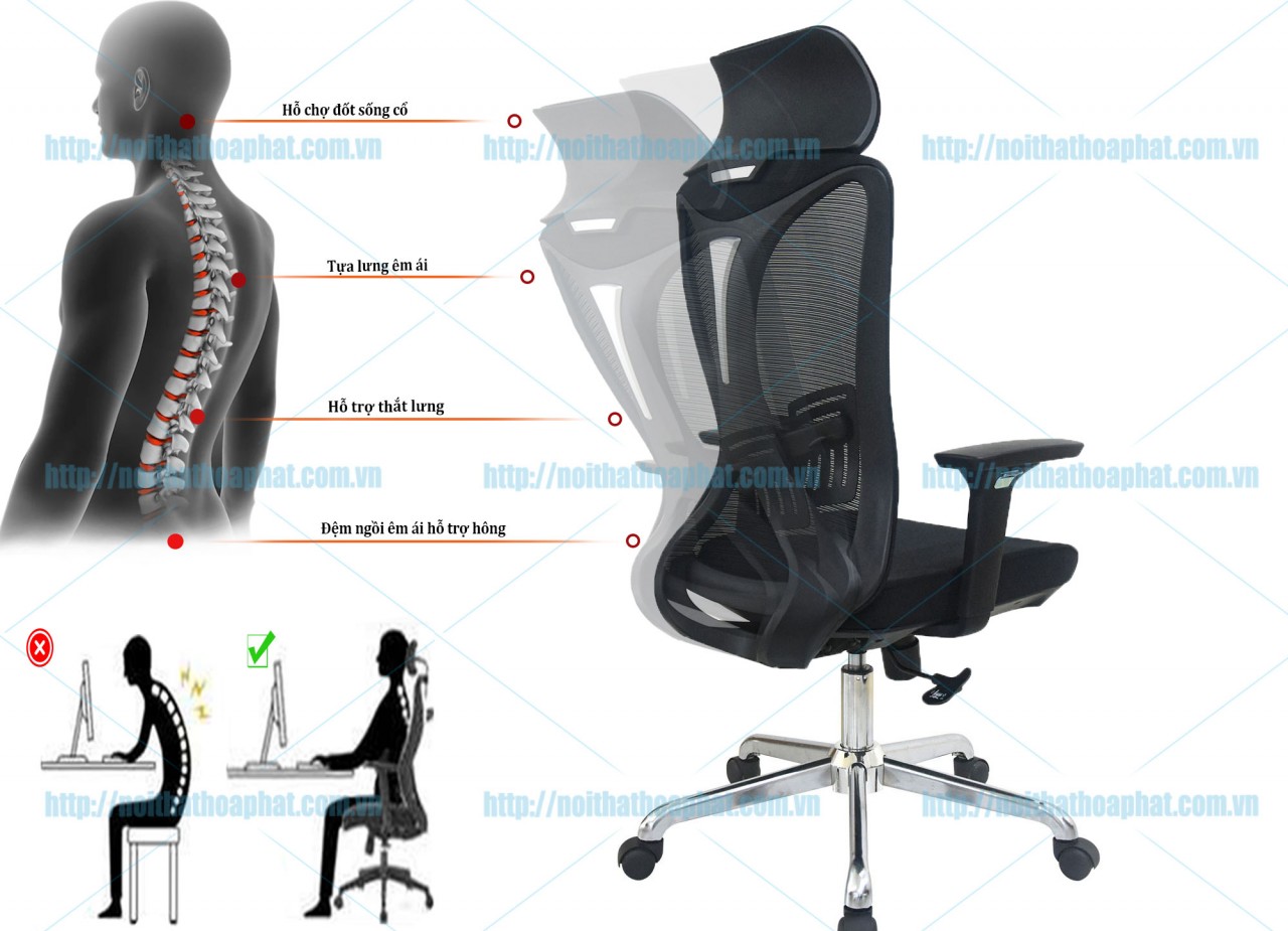 Ghế lưới công sở lưng cao GL306 - ảnh 6